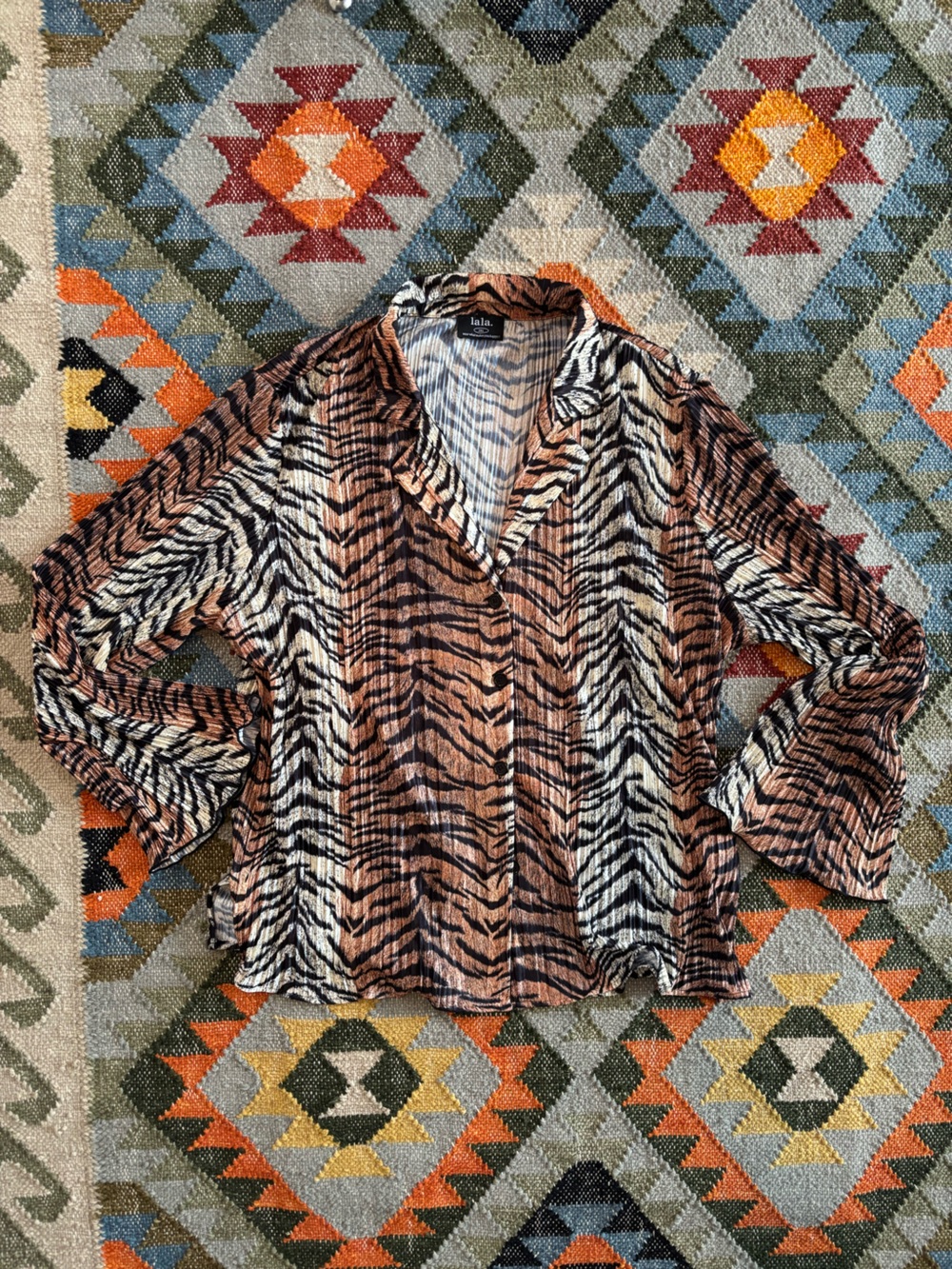 Dressed in LALA Pleated Plissé Set in Go Get ‘Em Tiger Print - Picture 5 of 12